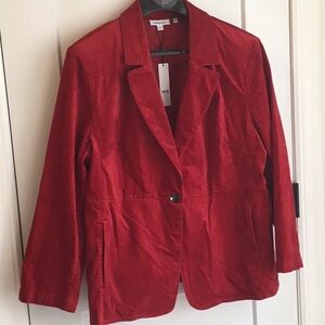 Chico's Women's Vibrant Velvet Red Blazer Size 3.5 Or 18 NWT